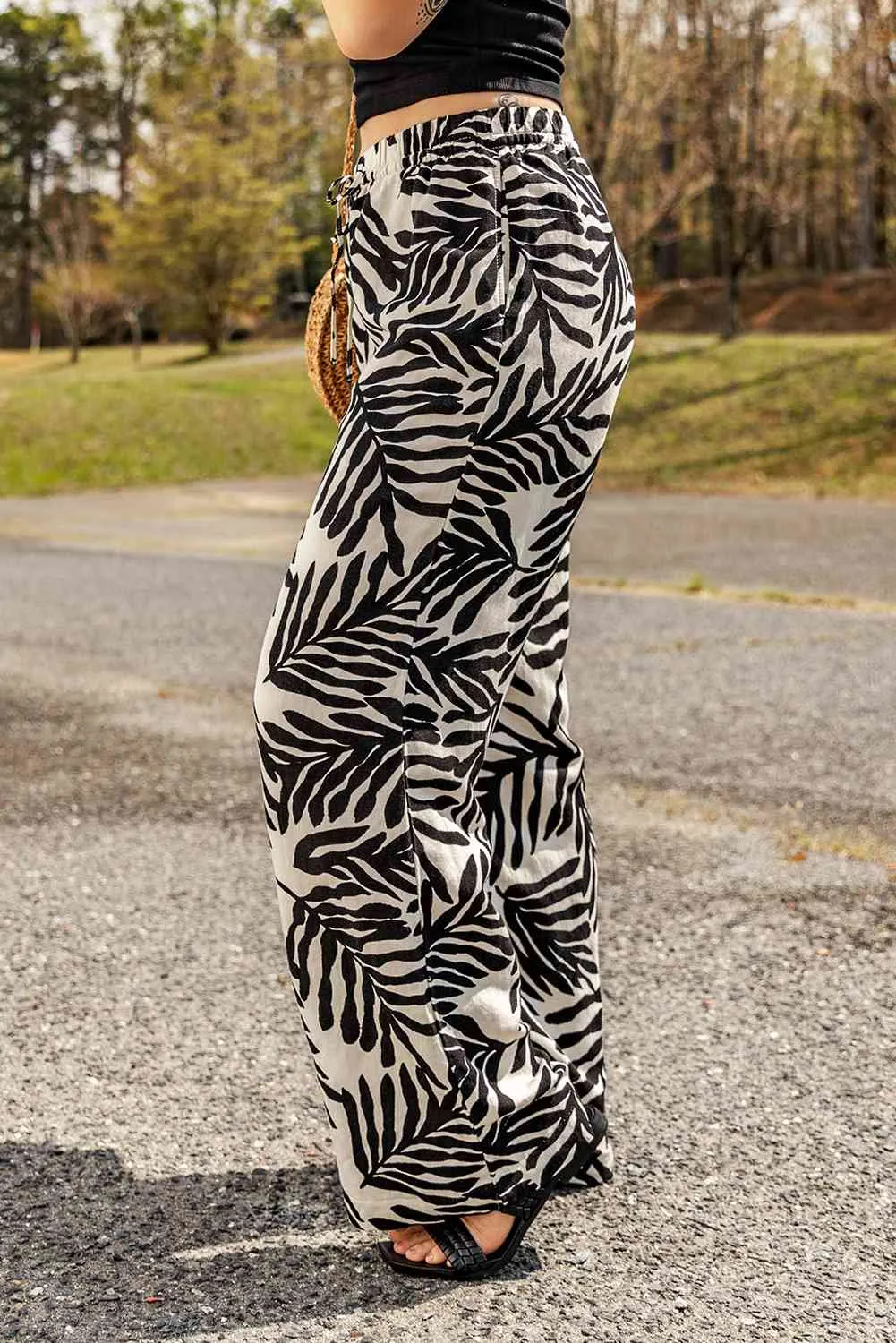 🖤 Printed Drawstring Waist Pants with Pockets 🖤