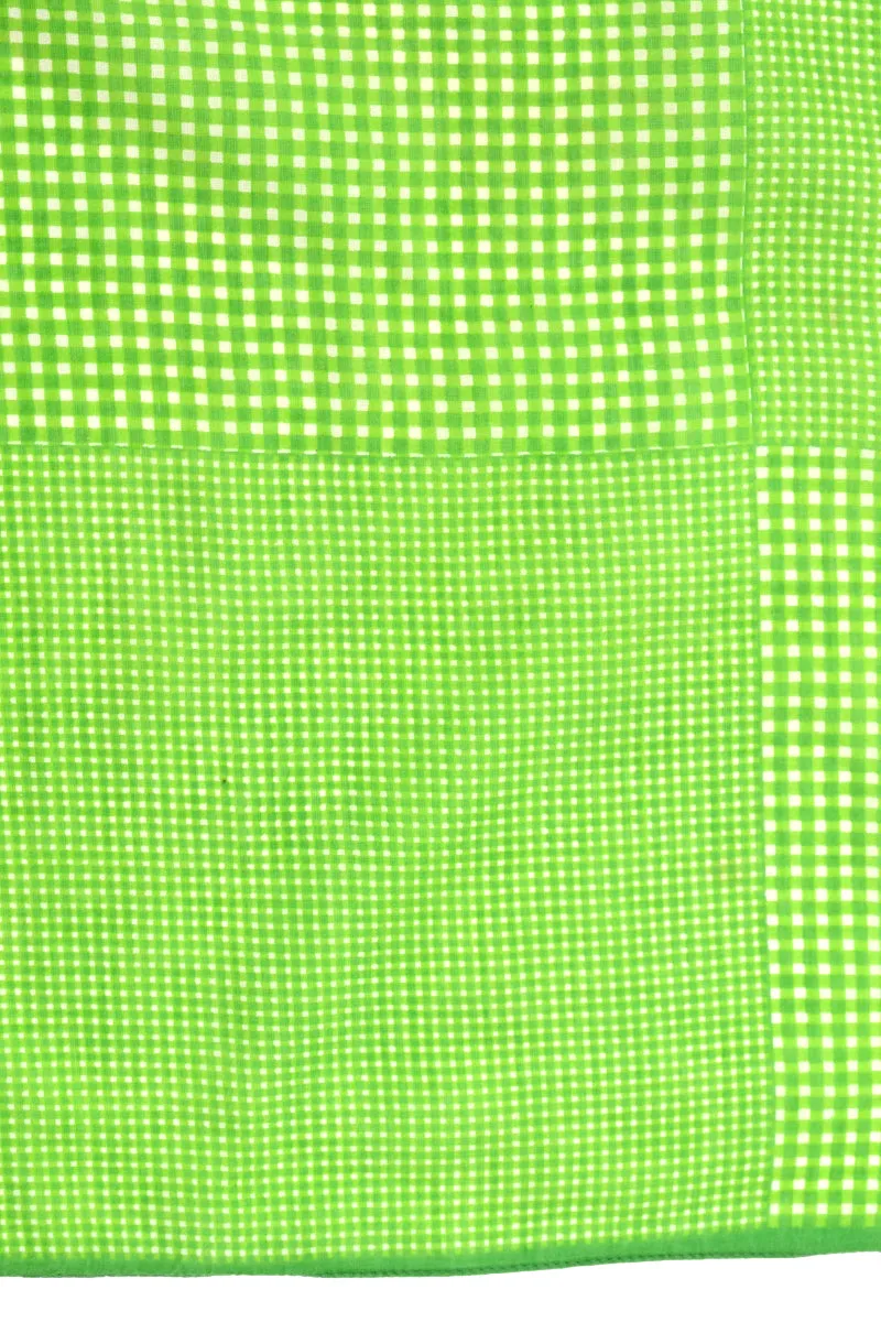 1980s Echo Green & White Checked Large Cotton Scarf