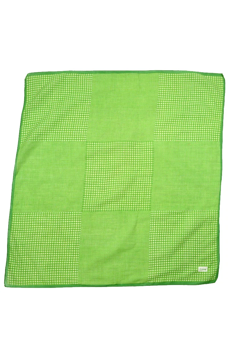 1980s Echo Green & White Checked Large Cotton Scarf