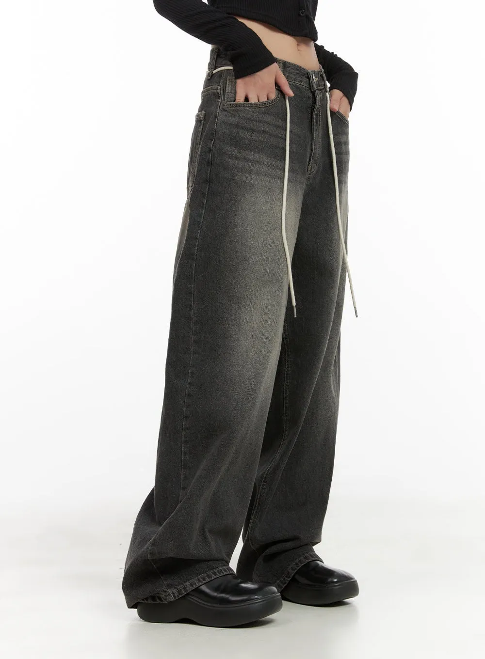 Abby Drawstring Baggy Jeans CG423
