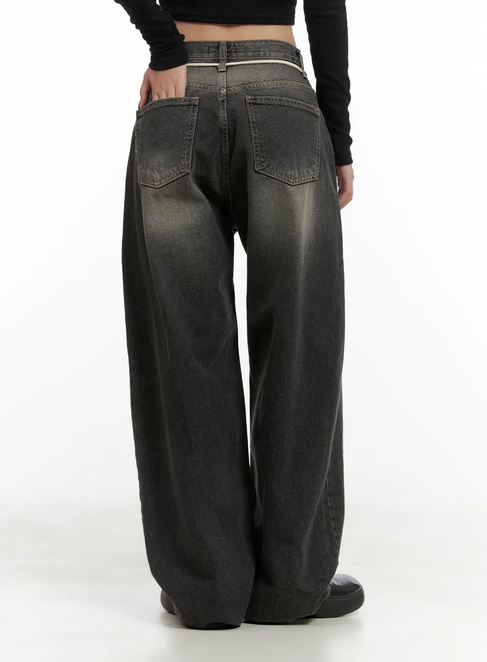 Abby Drawstring Baggy Jeans CG423