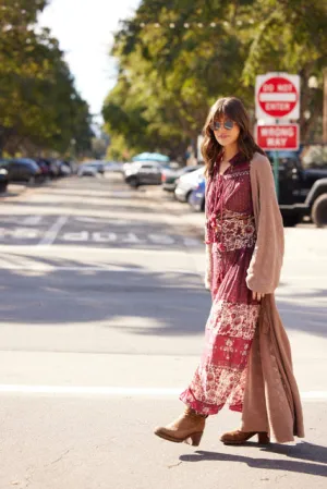 Anna Printed Harem Pants Burgundy