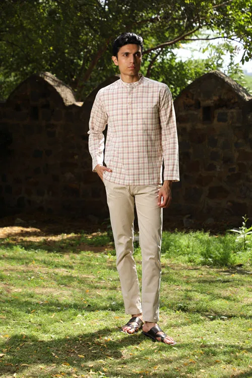 Arka Cotton Checked Short Kurta