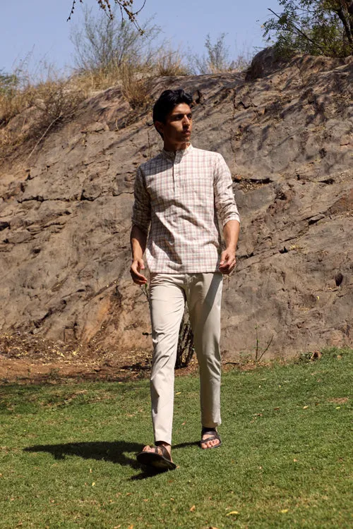 Arka Cotton Checked Short Kurta