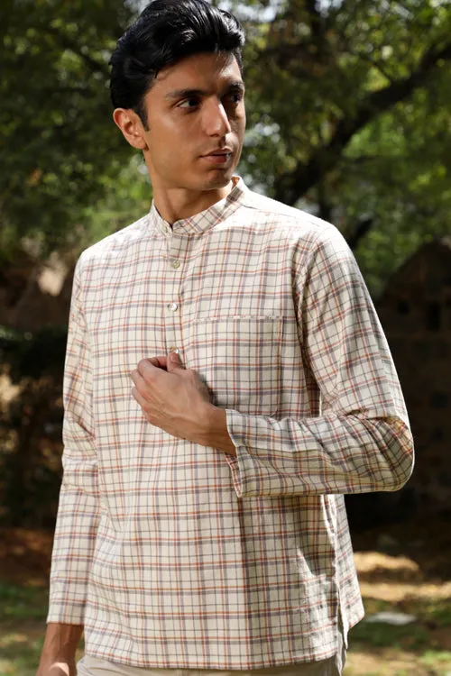 Arka Cotton Checked Short Kurta