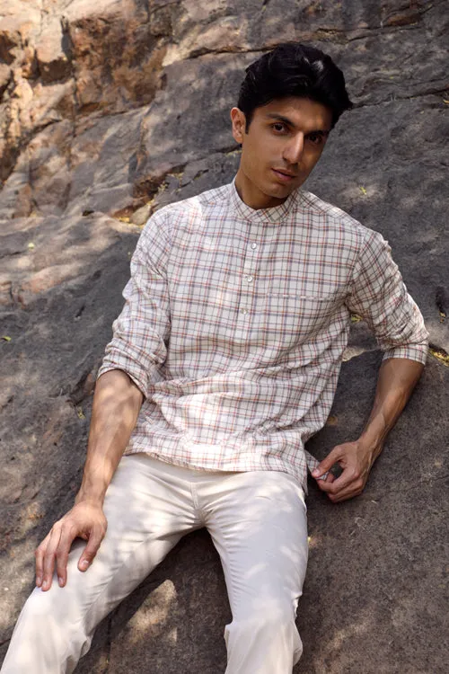 Arka Cotton Checked Short Kurta