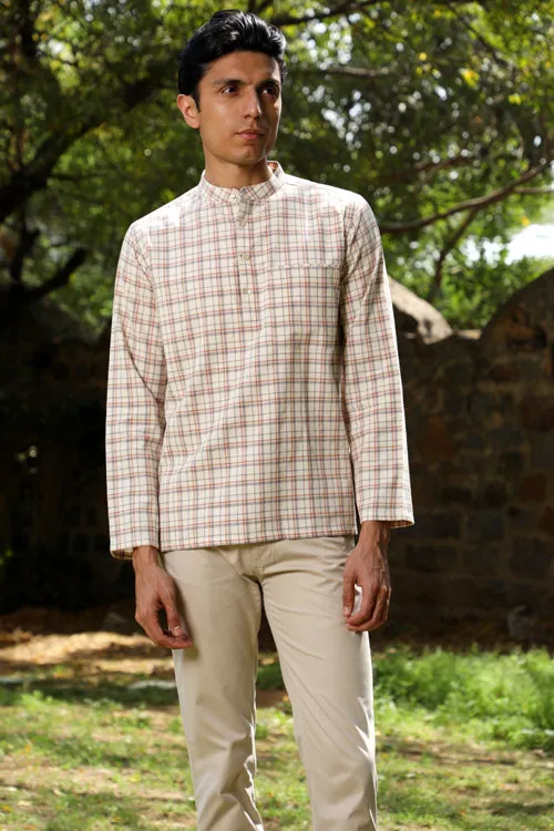 Arka Cotton Checked Short Kurta