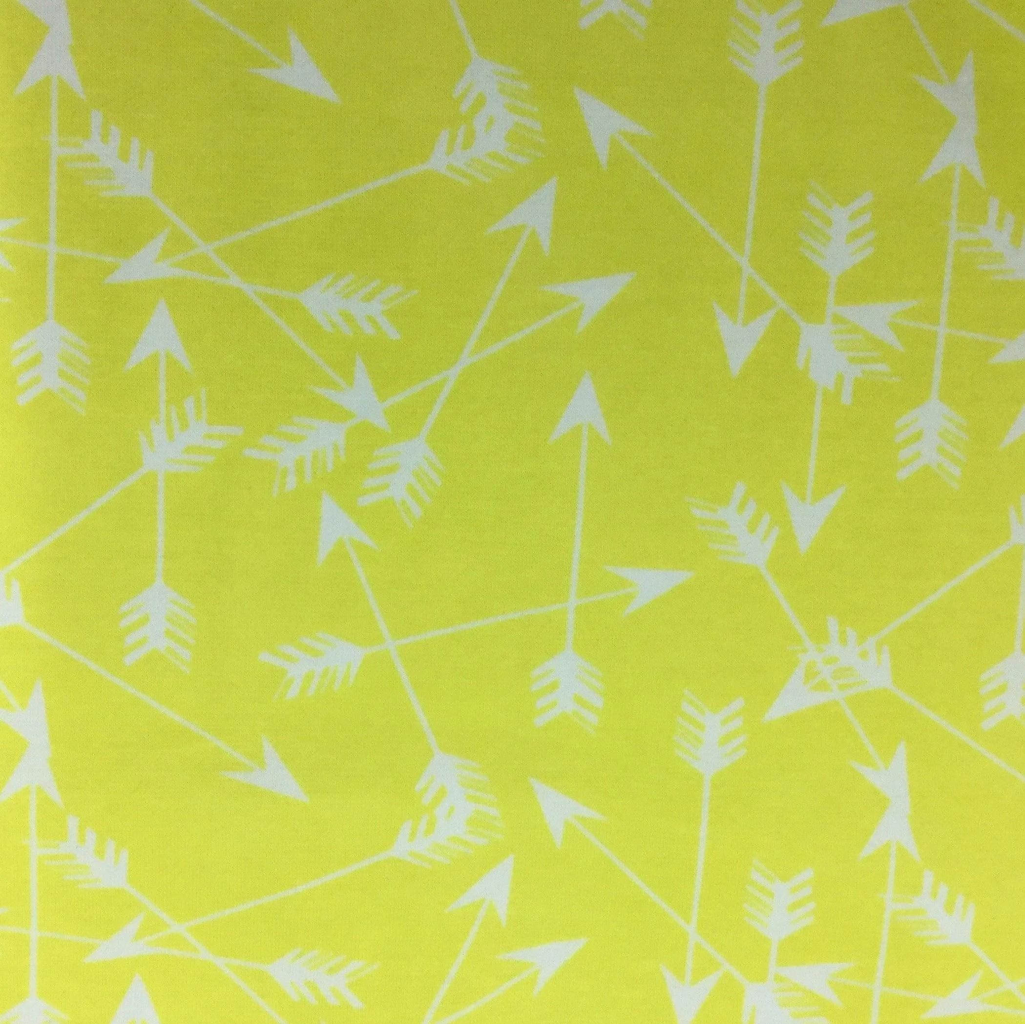 Arrows on Yellow Organic Cotton/Spandex Jersey Fabric