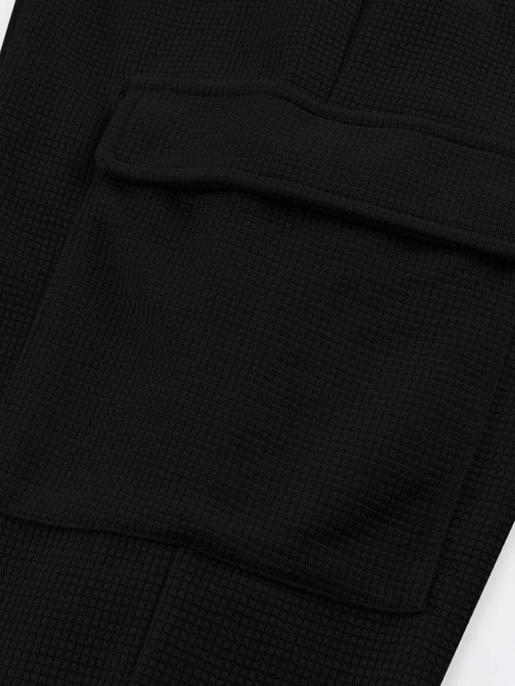 Black Textured Cargo Pocket Jogger Trousers
