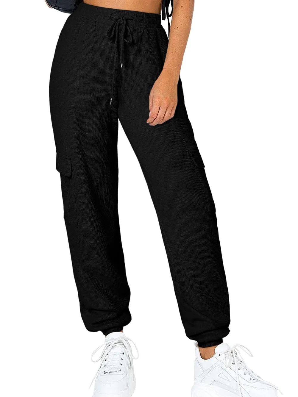 Black Textured Cargo Pocket Jogger Trousers