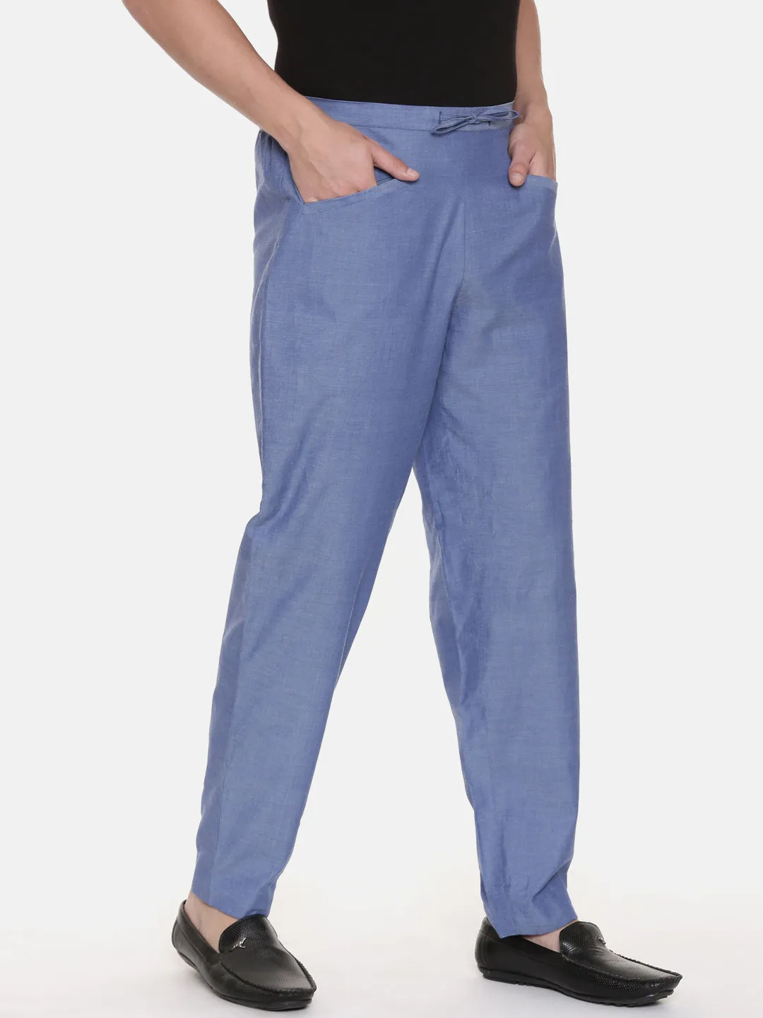 Blue Cotton Drawstring Pants - MMP0118
