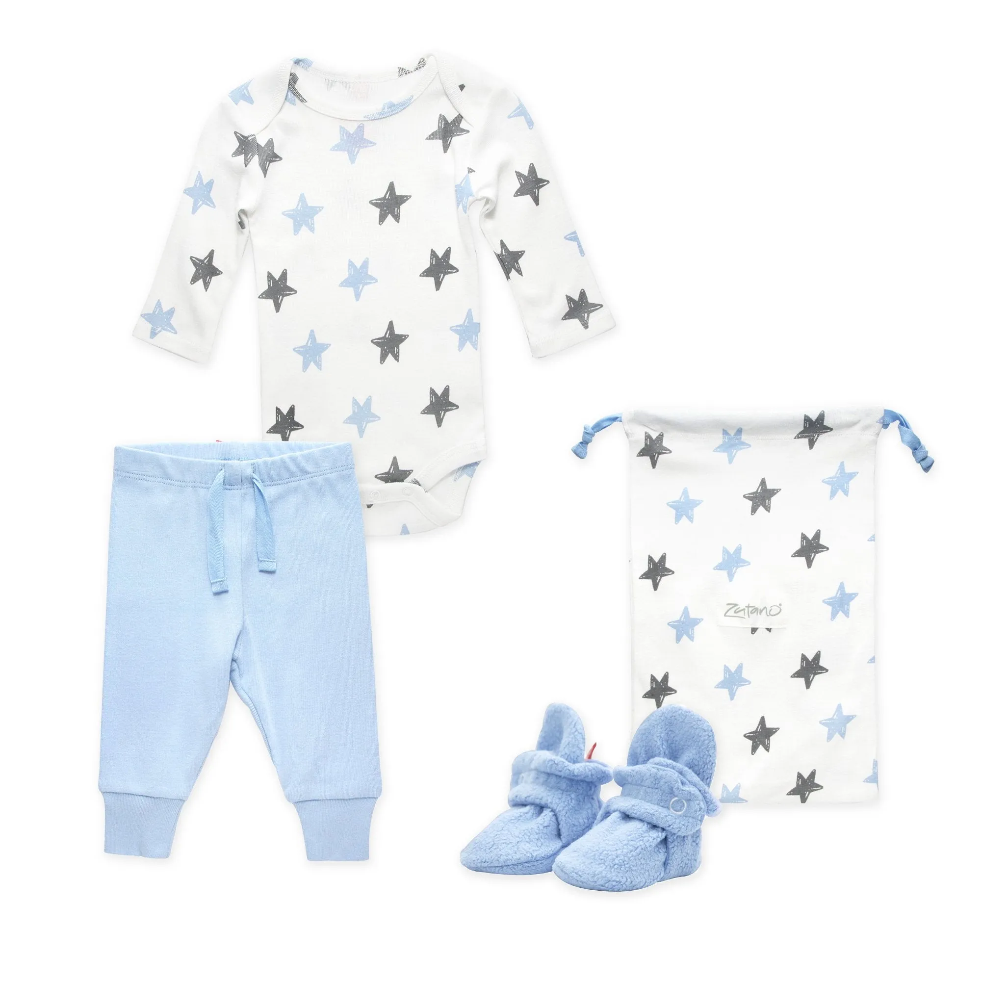 Booties & More 3 Piece Baby Gift Set - Light Blue