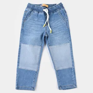 Boys Denim Pant Knee Patch-Blue