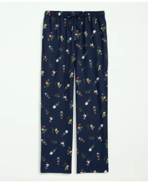 Brooks Brothers Men's Cotton Flannel Holiday Henry Lounge Pants Navy