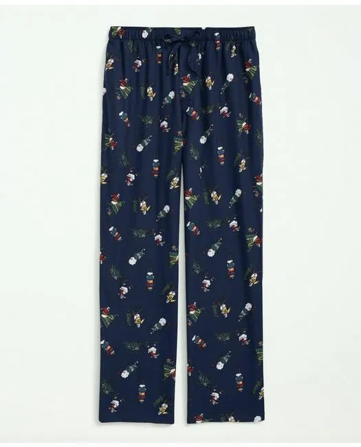 Brooks Brothers Men's Cotton Flannel Holiday Henry Lounge Pants Navy