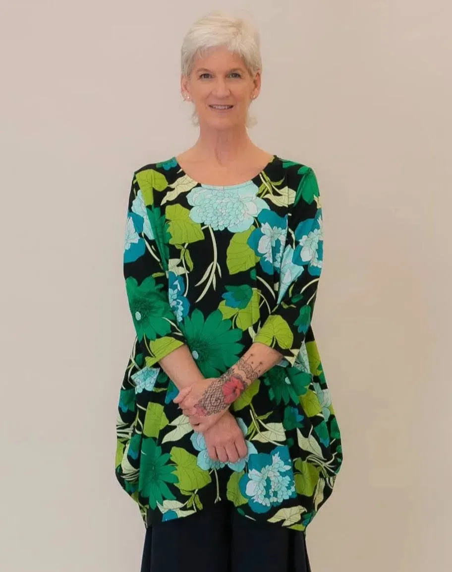 Cocoon Tunic Top, Floral