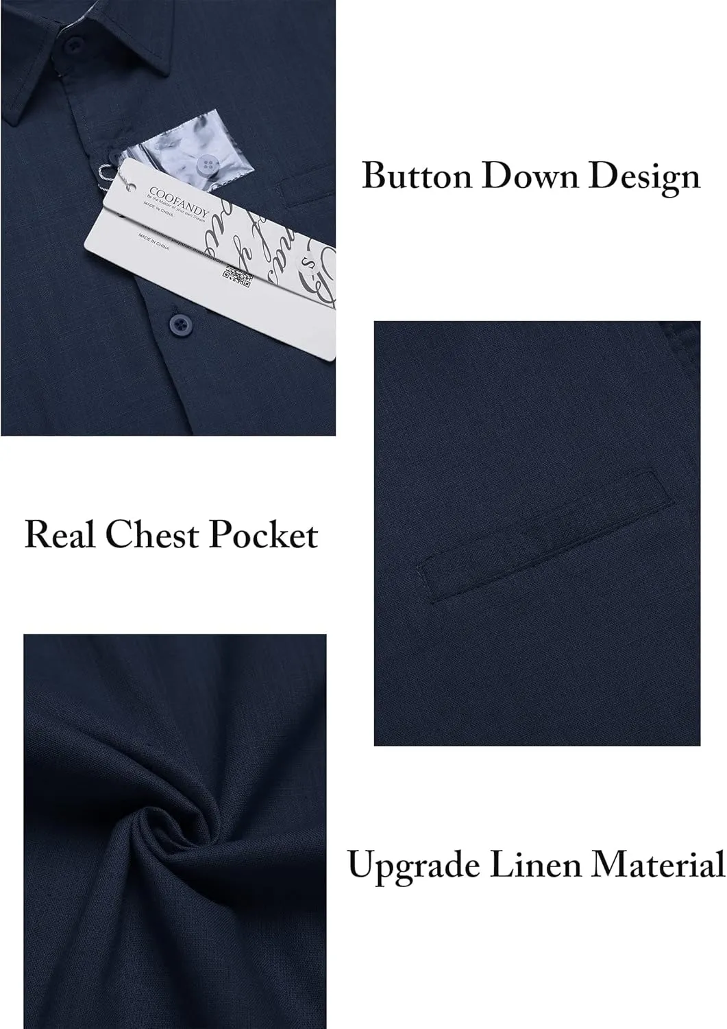 COOFANDY Men's Casual Linen Shirts Short Sleeve Button Down Shirt Summer Beach Tops
