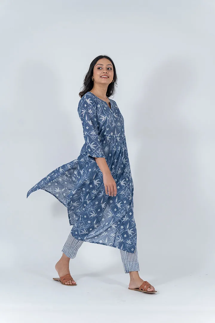 Cotton Hand Block Printed Pant - Blue