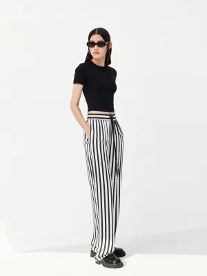 Drawstring Striped Straight Pants