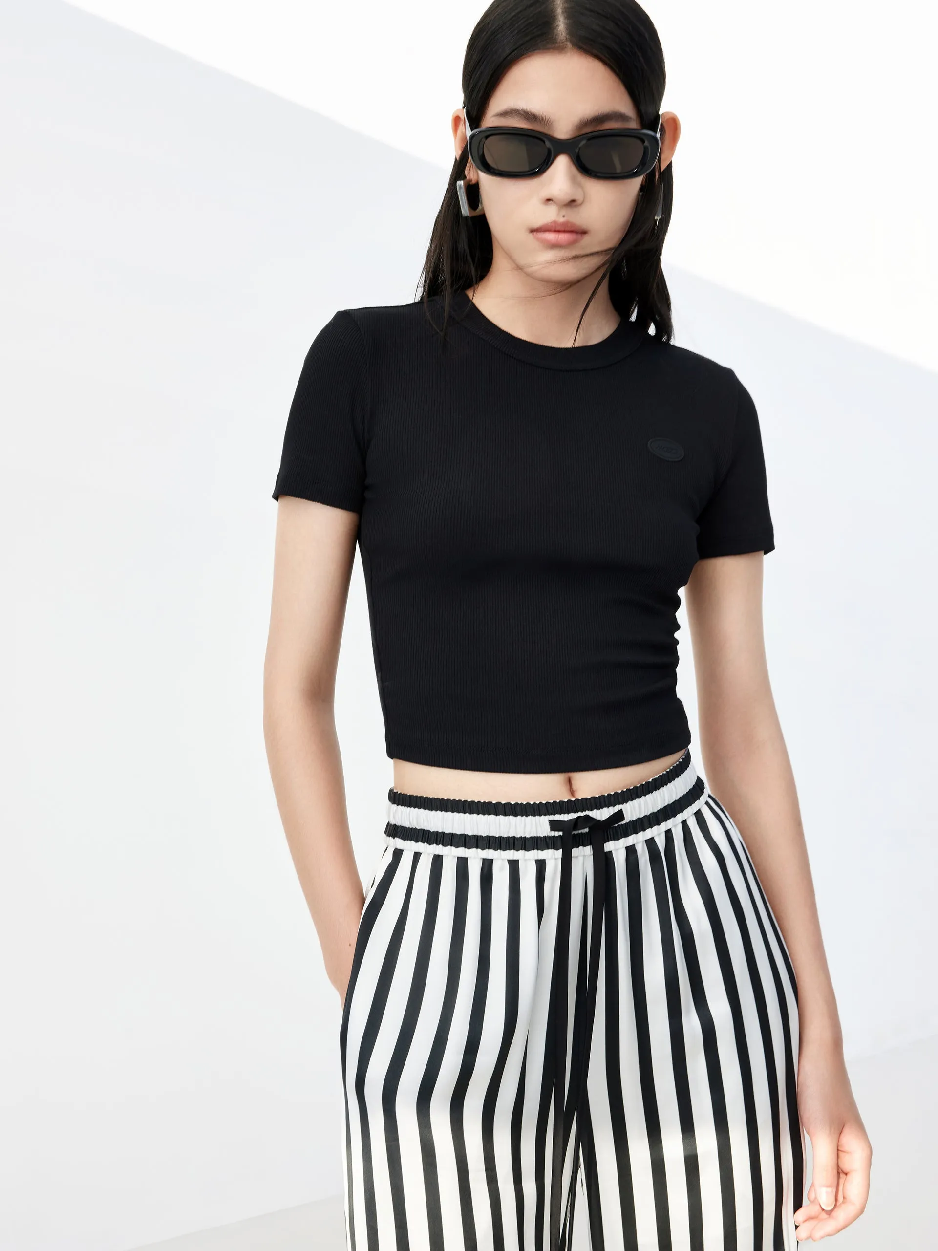 Drawstring Striped Straight Pants