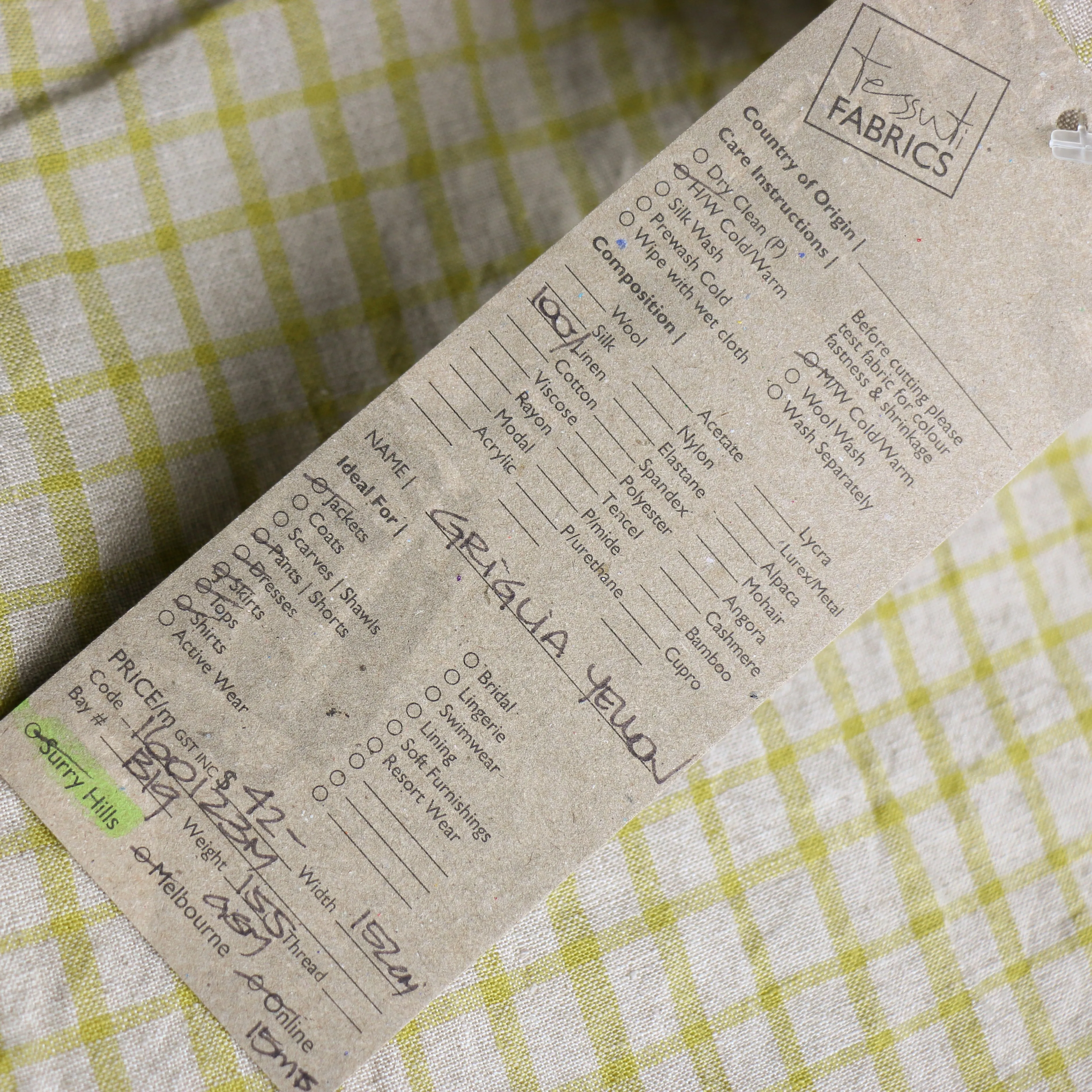 Griglia Yellow Check Linen