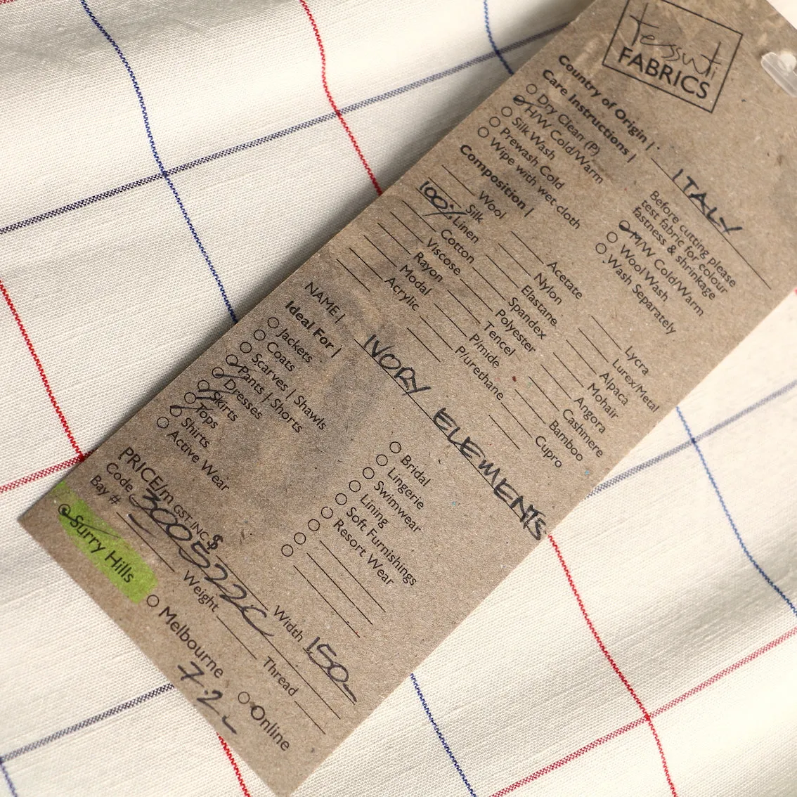 Ivory Elements Linen Check