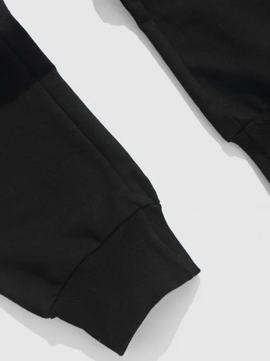Letter Printed Hoodie with Jogger Pants