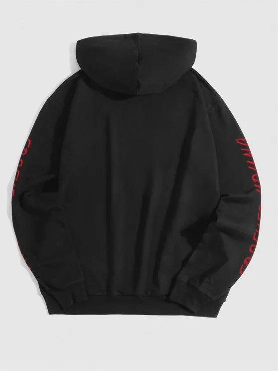Letter Printed Hoodie with Jogger Pants
