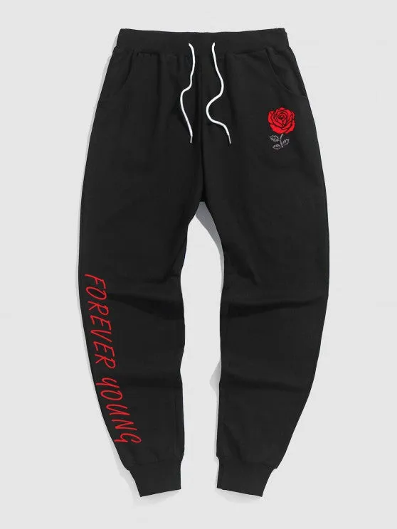 Letter Printed Hoodie with Jogger Pants