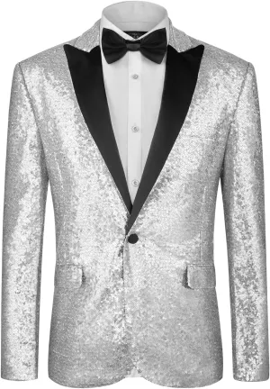 MAGE MALE Mens Tails Slim Fit Tailcoat Sequin Dress Coat Swallowtail Dinner Party Wedding Blazer Suit Jacket