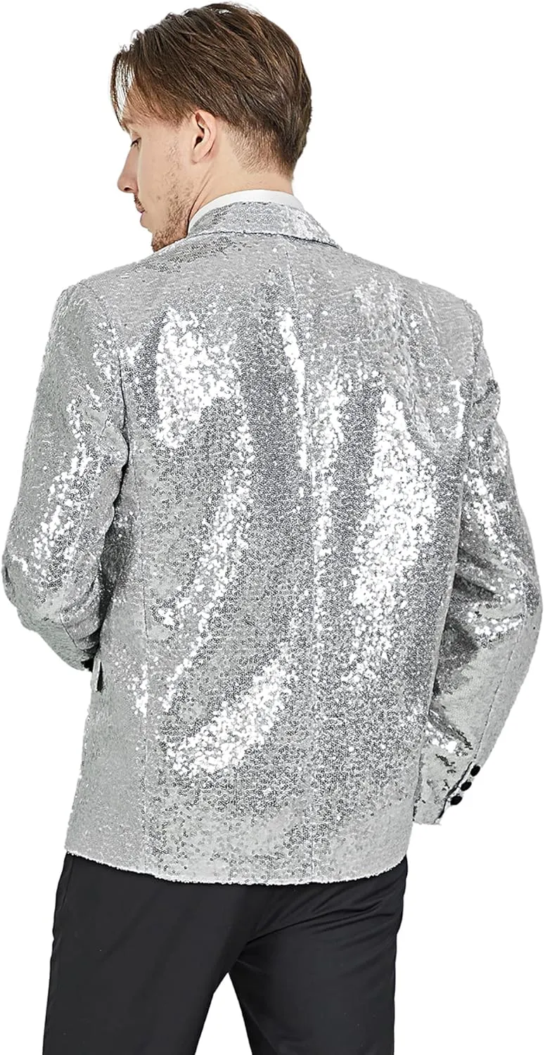 MAGE MALE Mens Tails Slim Fit Tailcoat Sequin Dress Coat Swallowtail Dinner Party Wedding Blazer Suit Jacket