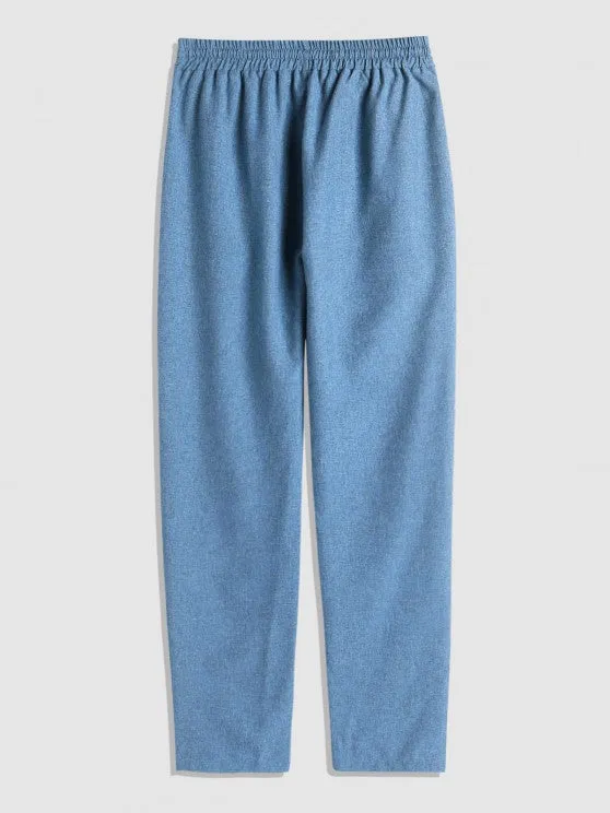 Marled Shirt And Drawstring Pants Set