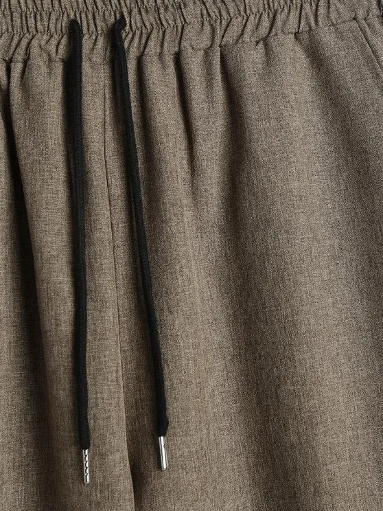 Marled Shirt And Drawstring Pants Set