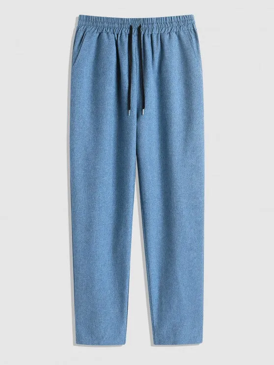 Marled Shirt And Drawstring Pants Set