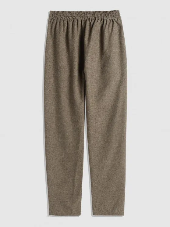 Marled Shirt And Drawstring Pants Set