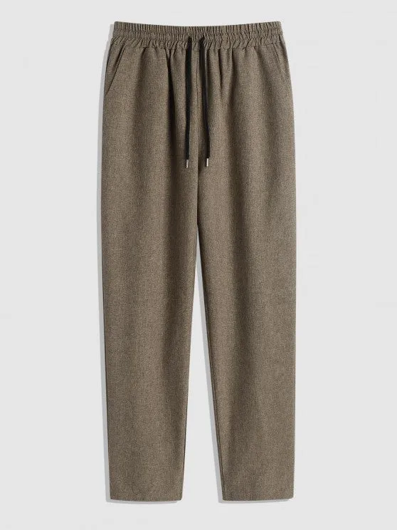 Marled Shirt And Drawstring Pants Set