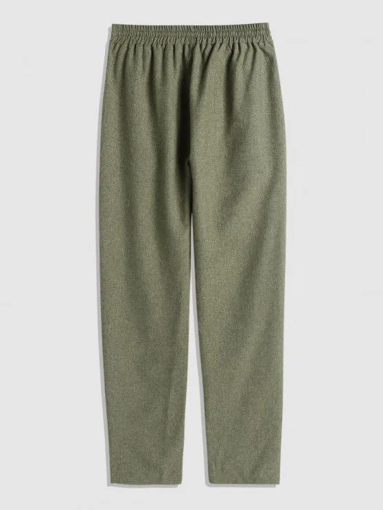 Marled Shirt And Drawstring Pants Set