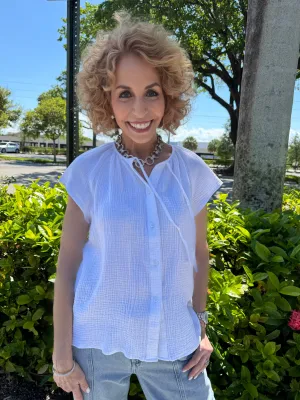 Maxine Button Drawstring Top