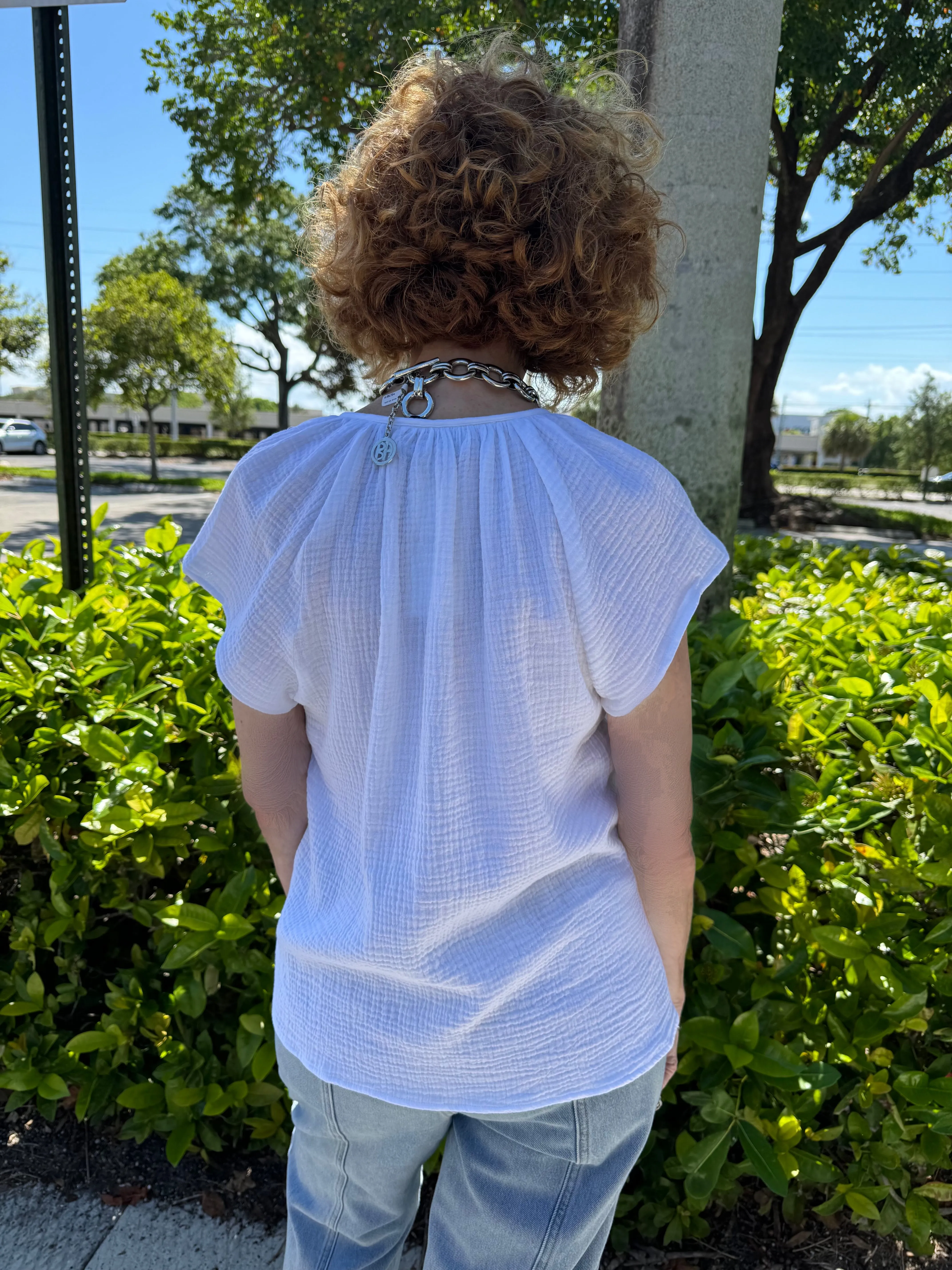 Maxine Button Drawstring Top