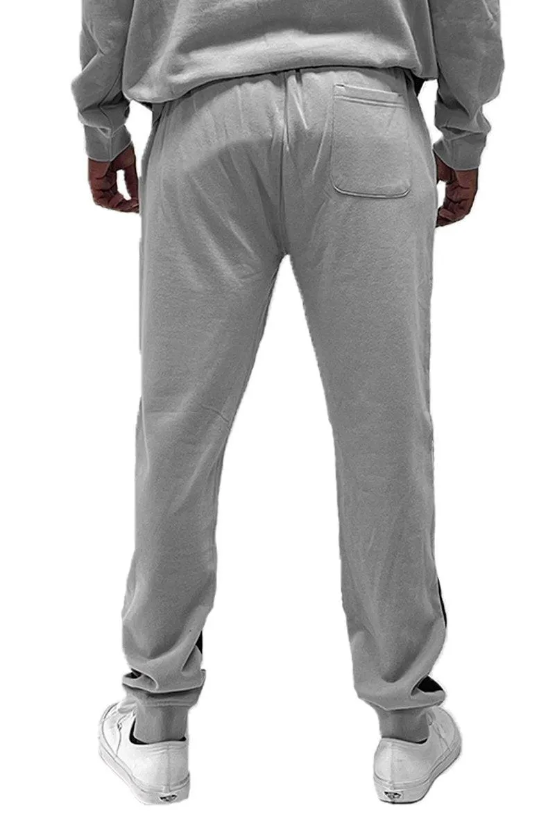Mens Gray White And Black Color Block Sweat Pants