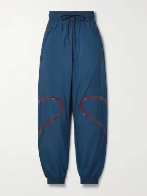 Navy printed recycled-ripstop tapered track pants
