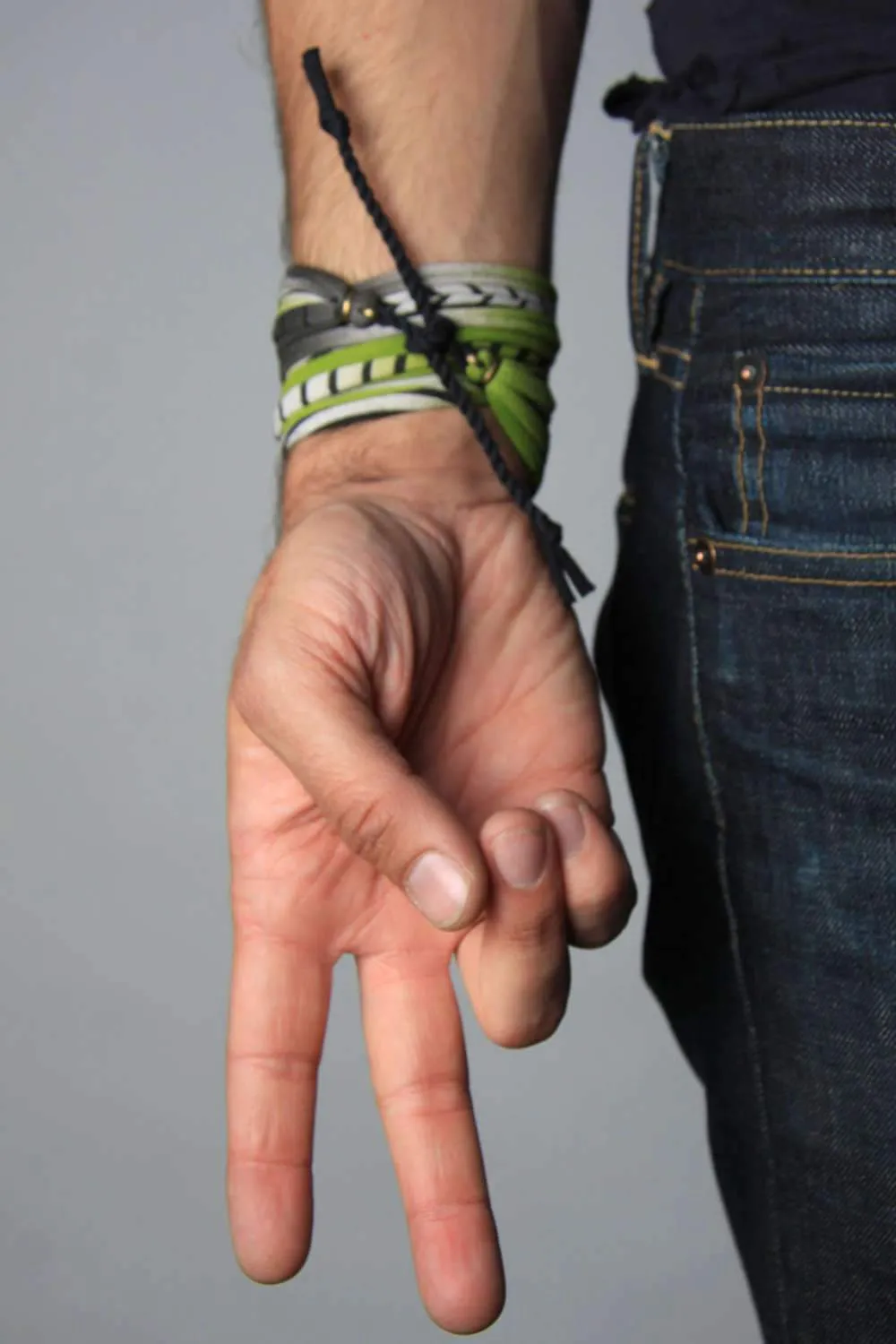 Necklush Wrap Bracelet / Green Grey & Black / Unisex