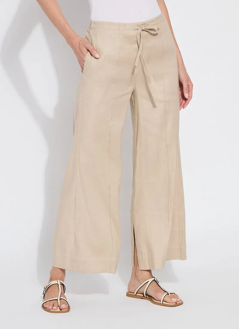 Nixie Drawstring Linen Wide Leg Pant (27" Inseam)