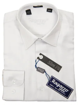 Ragazzo 28573 Boy's Dress Shirt - Slim Fit-  Herringbone - Light Grey