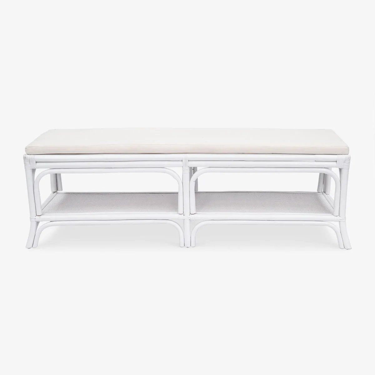 Rattan Indies Bed Stool Bench White