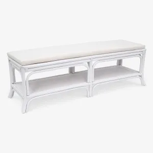 Rattan Indies Bed Stool Bench White