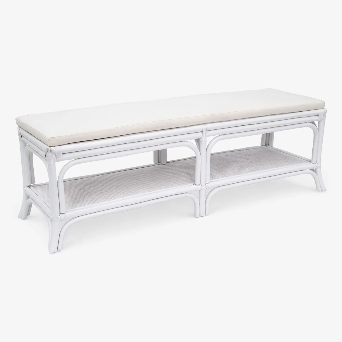 Rattan Indies Bed Stool Bench White