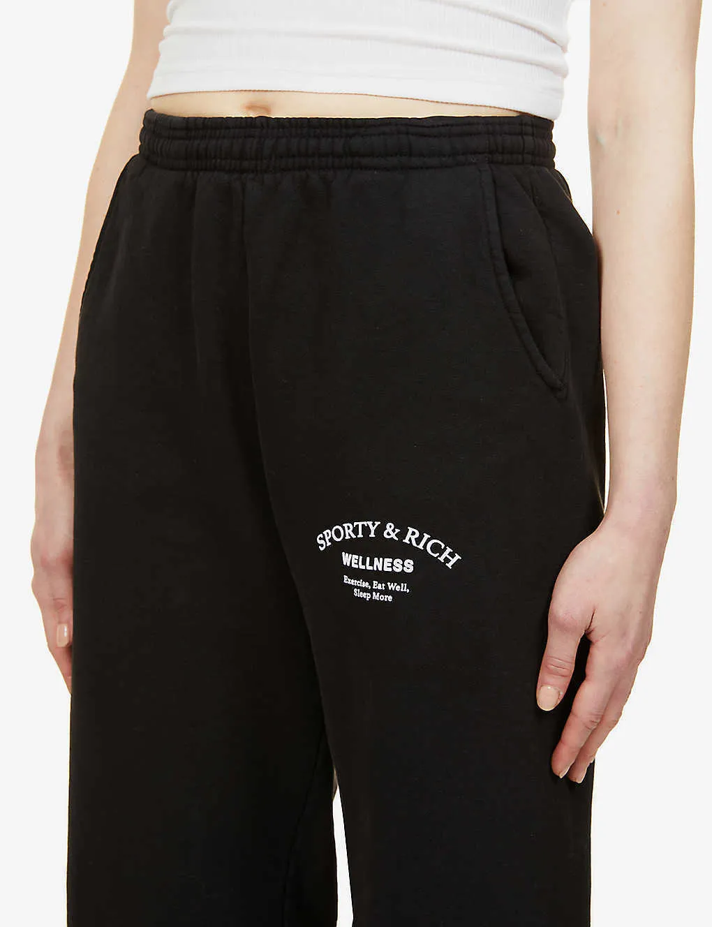 SPORTY & RICH Wellness Studio Black Joggers Track Bottoms
