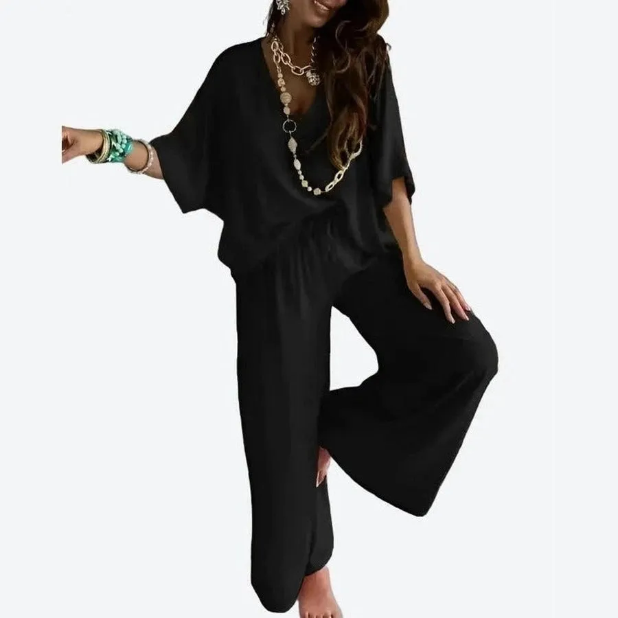 Stylish Wide-Leg Casual Lounge Set