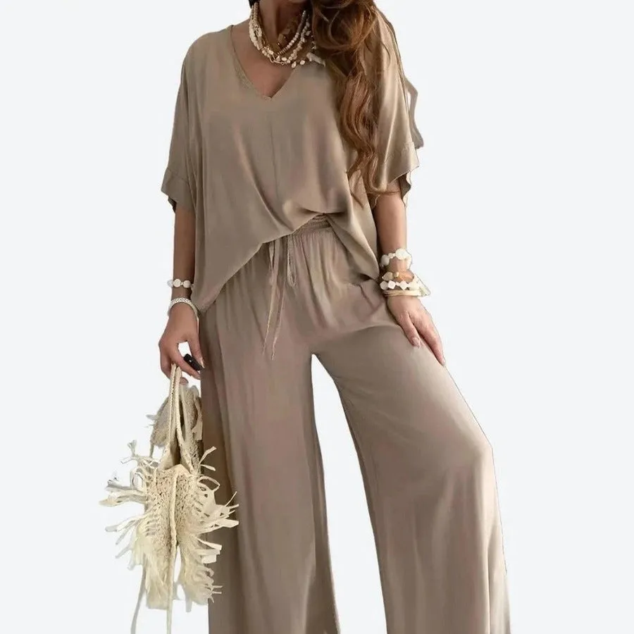 Stylish Wide-Leg Casual Lounge Set